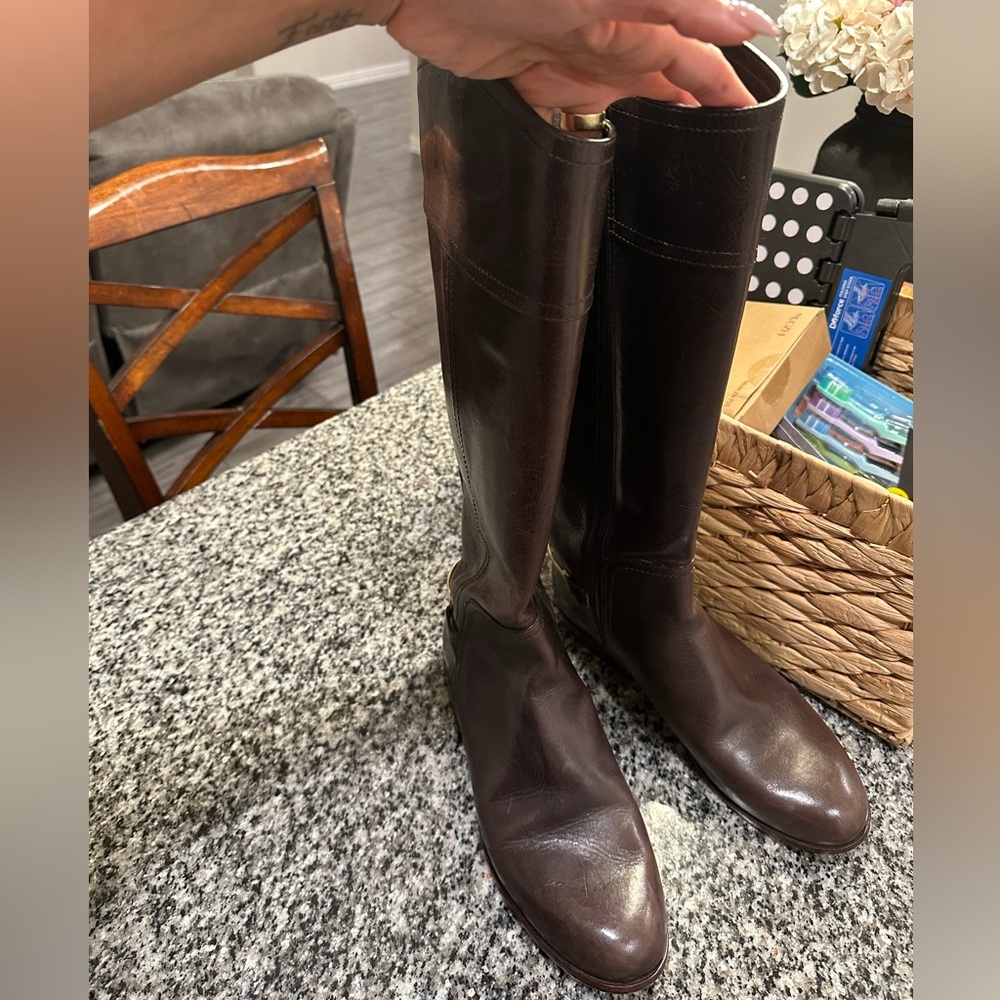 Tory Burch chestnut brown riding boots
